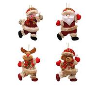 Mokyler Lot de 4 poupées en peluche pour sapin de Noël, Père Noël, bonhomme de neige, renne, ours en peluche, accessoire de sapin de Noël, cadeau de Noël, décoration de fête