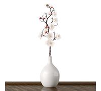Mokylor 1pcs Branches de Fleurs de Prunier en Soie Artificielle Blanche, Fleur de Prunier à Tige Longue de 23,6 Pouces, Fausses Branches de Prunier de Printemps pour Mariage, Maison, Bureau,(#1)