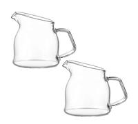 Mokylor 2 Pièces Mini Pichet en Verre, 100 ML Tasse à Mousseur à Lait Transparent Pichet à Crémier en Verre avec Poignée Carafe de Forme Élégante Tasse à Café Pot pour Lait Café