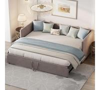 Mokylor Canapé lit Extensible 90x200 cm, Lits gigogne avec sommier, lit Double Multifonctionnel 2 en 1 Extensible, adapté à Une Chambre ou Un Salon, Velours,Gris (Gris-A, 90/180x200cm)