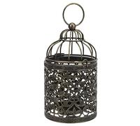 Mokylor Photophore en Métal à Suspendre pour Cage à Oiseaux, Bougeoir Décoratif en Métal Ajouré en Fer pour Cage à Oiseaux, Lanterne Suspendue pour Table de Mariage,(B Pinceau doré)
