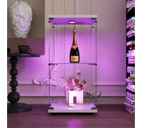 Mokylor Vitrine en verre, vitrine d'exposition LED, vitrine de salon moderne avec 2 étagères en verre avec 1porte et serrure, vitrines pour collectionneur, vitrine magasin, 86,2 x 40 x 36,5 cm (blanc