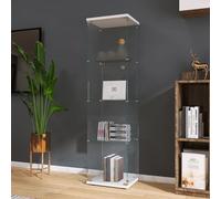 Mokylor Vitrine en verre, vitrine d'exposition LED, vitrine de salon moderne avec 4 étagères en verre avec 1porte et serrure, vitrines de collection, 39,8 x 35 x 163 cm (blanc/LED-A)