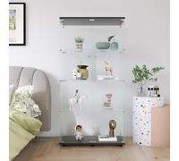 Mokylor Vitrine en verre, vitrine d'exposition LED, vitrine de salon moderne avec 4 étagères en verre avec 2porte et serrure, vitrines pour collectionneur, vitrine magasin, 164 x 80,5 x 36 cm (Noir)