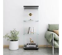 Mokylor Vitrine sur pied en verre à 3 couches - 1 porte - Pour salon, chambre à coucher, bureau - Étagère en verre - Noir - 125 x 42 x 36 cm (noir)