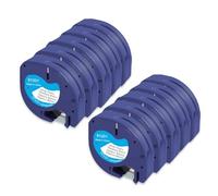 Molabel 10pack Compatible Letratag Label Tape Replacement for Dm Letratag 91221 S0721610 91201,12 mm x 4 m Black on White Plastic Letratag Tape for LT-100H LT110T TLabel Printers Black on White