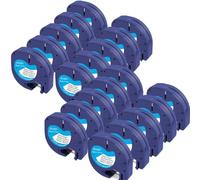 Molabel 20pack Compatible Label Tape Replacement for compatible with Dm Letratag 91221 S0721610 91201,12 mm x 4 m Black on White Plastic Letratag Tape for LT-100H LT110T Label Printers Black on White