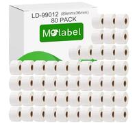 Molabel 99012 80 packs 36mm x 89mm Compatible avec Dymo LabelWriter 310, 320, 330 Series, 400 Series, 450 Series, 4XL, EL40, EL60 et SLP 100, 120, 200, 240, 400, 410, 420, 430, 440, 450