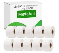 Molabel 99012 Lot de 10 modèles compatibles avec Dymo LabelWriter 310, 320, 330 Series, 400 Series, 450 Series, 4XL, EL40, EL60 et SLP 100,240, 400, 410, 420, 430, 450