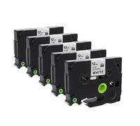 Molabel Compatible TZ231 TZe231 Lot de 5 rubans pour Brother TZe-231 TZ-231 Tze 12 mm 0,47 laminé blanc Tze pour P-Touch PT-H100R PT-H105 PT-H100LB PT320 PT340 PT1150DX PT1300 PT1700