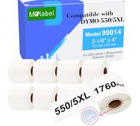 Molabel Étiquettes d'adresse compatibles avec 8 rouleaux, 220 étiquettes par rouleau, compatibles avec Dymo S0722430 99014 54mmX101mm, compatibles avec les imprimantes Dymo LabelWriter 550.