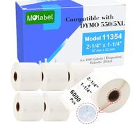 Molabel Étiquettes multi-usages - 6 rouleaux (avec puce RFID) pour Dymo S0722540 11354-57 mm x 32 mm, compatibles avec les imprimantes Dymo LabelWriter 550-1000 étiquettes par rouleau.