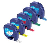 Molabel LetraTag Lot de 5 rubans d'étiquettes Multicolore 12 mm x 4 m
