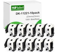Molabel Lot de 10 rouleaux d'étiquettes de rechange pour Brother DK-11221 DK 1221, 23 mm x 23 mm, convient pour QL1050 QL1060N QL500BW QL550 QL560 QL570 QL580N QL700 QL710W QL720NW QL810N