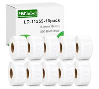 Molabel Lot de 10 rouleaux d'étiquettes de rechange pour Dymo 11355 S0722550, convient pour Labelwriter 310 320 330 Turbo 400 Twin Turbo Duo 450 Twin Turbo Duo SE450, taille 51 x 19 mm