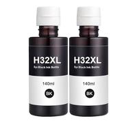 Molabel Lot de 2 Bouteilles d’Encre Noire (140 ML chacune) compatibles avec H-P 32XL - pour imprimantes H-P Smart Tank 7305, 7005, 7605 et série Smart Tank Plus