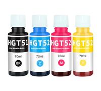 Molabel Lot de 4 Bouteilles d’Encre compatibles GT51/GT52 pour imprimantes HP DeskJet GT 5810 et 5820