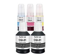 Molabel Lot de 5 Bouteilles d’Encre Compatibles GI-51 (2 Noirs + 1 Cyan+ 1 Magenta+ 1 Jaune) - Remplacement pour Canon PIXMA G1520, G2520, G3520, G2560, G3560