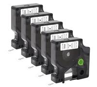 Molabel Lot de 5 rubans d'étiquettes en vinyle industriel compatibles avec Dymo Rhino 18444 - Noir sur blanc - 12 mm x 5,5 m - Pour Dymo Rhino 4200 5200 3000 3MPL200