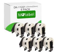 Molabel Lot de 6 rouleaux d'étiquettes de rechange pour Brother DK-11221 DK 1221, 23 mm x 23 mm, convient pour QL1050 QL1060N QL500BW QL550 QL560 QL570 QL580N QL700 QL710W QL720NW