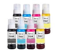 Molabel Lot de 8 Bouteilles d’Encre (2 Noir, 2 Cyan, 2 Jaune, 2 Magenta) compatibles Epson 103, pour imprimantes EcoTank L1110, L3100, L3101, L3110, L3111, L3150, L3151, L3160, L5190…