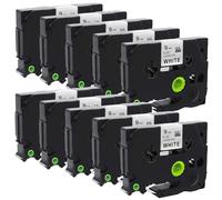 Molabel TZe-221 9mm x 8m, Lot de 10 bandes noires et blanches compatibles avec Brother PT-H105, PT-H107B, PT-H110, PT-E110VP, PT-H200, PT-D210VP, PT-P300BT, PT-D400VP PT-1000、PT-1010…