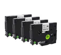 Molabel TZe-221 9mm x 8m, Lot de 4 bandes compatibles avec Brother PT-H105, PT-H107B, PT-H110, PT-E110VP, PT-H200, PT-D210VP, PT-P300BT, PT-D400VP PT-1000、PT-1010