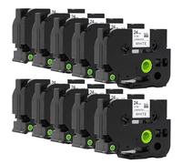 Molabel TZe-251 Lot de 10 rubans 24 mm x 8 m compatibles avec Brother PT-E500VP, PT-D600PT, PT-D600VP, PT-P700, PT-P700, PT-P750W, P900W, PT-P900W, PT-P950NW Noir sur blanc