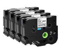 Molabel TZe-251 Lot de 4 rubans 24mm x 8m compatibles avec Brother PT-H100LB, PT-H105, PT-H107B, PT-H110, PT-E110VP, PT-H200, PT-D210VP, PT-P300BT, PT-D400 Noir sur blanc…