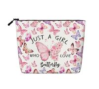 MOLAIGIN Trousse de maquillage pour femme, trousse de maquillage de voyage, trousse de toilette à fermeture éclair, grande capacité esthétique, Just A Girl Who Love Papillons mignons, One Size