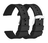 Molain 2 Pcs Bracelets de Montre en Caoutchouc de Silicone Dégagement Rapide, Boucle en Acier Inoxydable Noir/Argent, Bracelet de Montre Universel de Remplacement Sportif (22 mm, bande noire)