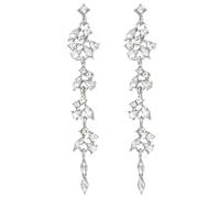 Molain Boucles d'oreilles pendantes en argent avec diamant pour femme, longue chaîne, boucles d'oreilles pendantes en cristal avec frange en cristal, pour mariage