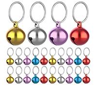 Molain Cloches de chat 24 pièces avec porte clés, Cloches de collier de chien formation Jingle Bell collier pendentif accessoires pour animaux de compagnie festival fête (couleurs mélangées)