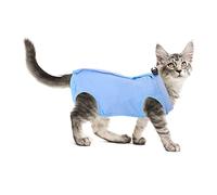 Molain Combinaison de Convalescence Professionnelle pour Chat pour plaies Abdominales ou Maladies de la Peau, Alternative après Une Chirurgie Collier électronique pour Chats (Bleu, Taille M)