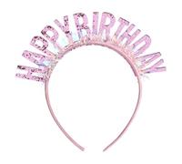 Molain Couronne d'anniversaire pour fille - Serre-tête d'anniversaire pour fille - Rose - Happy Birthday - Accessoire de princesse pour femme et fille - Décoration de Noël