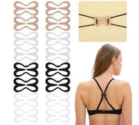 Molain Lot de 16 clips de sangle de soutien-gorge pour dos nageur, clips antidérapants pour le dos, boucles à clip croisées (noir, blanc, beige, transparent), Noir, blanc, beige, transparent, Taille