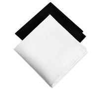 Molain Lot de 2 carrés de poche en satin pour homme - Couleur unie - Mouchoir de poche - Carrés de poche classiques en soie pure, noir/blanc, taille unique