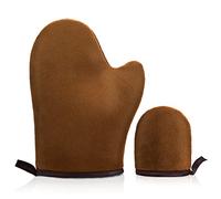 Molain Lot de 2 gants auto-bronzants sans soleil avec pouce en velours double face, réutilisables, anti-taches, pour un look impeccable (marron)