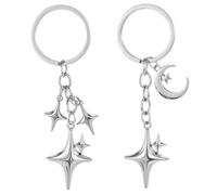 Molain Lot de 2 porte-clés mignons en acier inoxydable avec étoiles et lune - Accessoires esthétiques pour sac à main, Moon Star, taille unique
