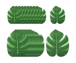 Molain Lot de 20 grandes feuilles de palmier artificiel Monstera décoration hawaïenne, fête de la jungle et accessoires intérieurs, mariage
