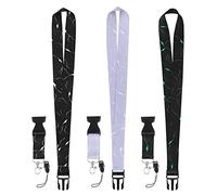 Molain Lot de 3 cordons avec boucle à dégagement rapide, cordon en marbre robuste avec fermoir mousqueton pivotant, cordon tour de cou pour enseignants, infirmières, étudiants Noir/Vert/Gris