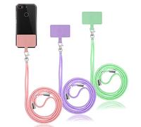 Molain Lot de 3 Cordons de téléphone Tour de Cou universels pour téléphone Portable, Sangles réglables en Nylon, Compatible avec Tous Les Smartphones (Vert + Rose + Violet)