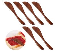 Molain Lot de 6 couteaux à beurre en bois, spatules en bois, couteau à fromage, cuillère à confiture, beurrier, couteau à gâteau, gelée, fromage, écarteur de beurre pour la cuisine