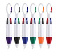 Molain Lot de 6 stylos à bille rétractables avec clip mousqueton, stylos à bille 4 en 1stylos multicolores avec boucle porte-clés sur le dessus pour infirmière bureau fournitures scolaires étudiants
