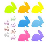 Molain Lot de 7 blocs de notes adhésives en forme de lapin avec trombones, notes autocollantes en forme de lapin, marqueurs et drapeaux