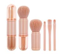 Molain Lot de petits pinceaux de maquillage 4 en 1 Portable Pinceau à lèvres pinceau surligneur pinceau à fard à paupières pinceau à fond de teint mini pinceau de maquillage rétractable