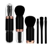 Molain Lot de petits pinceaux maquillage 4 en 1 Portable Pinceau à lèvres voyage ombres paupières fond teint poudre rétractable Mini pinceau pour le visage