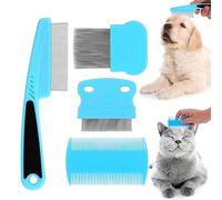 Molain Peigne anti-puces pour chien et chat, peigne de toilettage pour animaux domestiques (bleu clair)