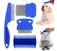 Molain Set de peignes anti puces pour chats et chiens, 4 pièces, peigne de toilettage pour animaux outil d'épilation, peigne, pour chiots et chatons multifonctionnel