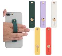 Molain Support Téléphone en Boucle, 5 Pièces de Supports Multi-Prise, Courroie de Doigt en Silicone pour Mobile - Support Télescopique pour Tous les Smartphones (Jaune, Violet, Blanc, Vert, Rouge)
